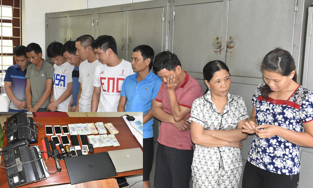 Các nghi phạm và tang vật vừa bị bắt giữ - Ảnh do Công an Thanh Hóa cung cấp.