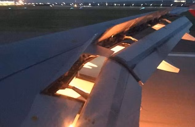 Lửa cháy khu vực động cơ máy bay. (Nguồn: Italaal/Twitter)