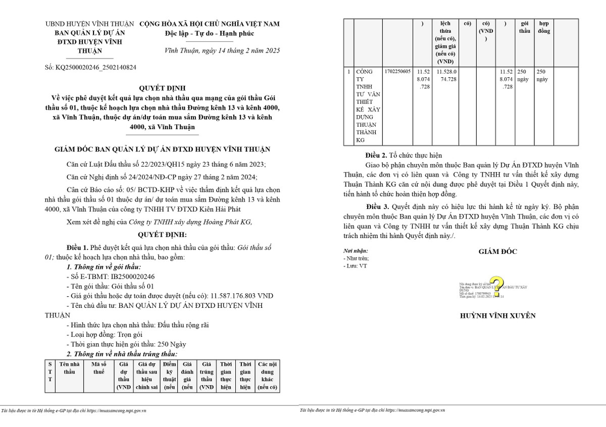 Kiên Giang: Cty Thuận Thành KG trúng 2 gói thầu lớn tại Vĩnh Thuận - Hình 2 Kien Giang: Cty Thuan Thanh KG trung 2 goi thau lon tai Vinh Thuan-Hinh-2