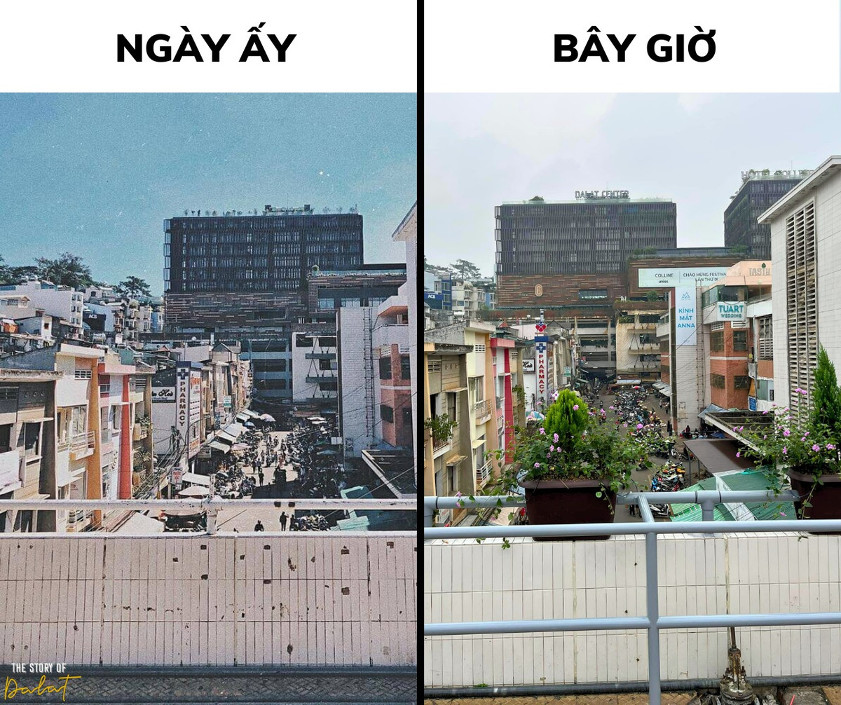 So với khung cảnh trước đây, cây cầu chợ Đà Lạt hiện tại bị rào lại bởi những ống nước nhựa ngang phần lan can, cùng với đó là các chậu hoa được đặt ở khu vực này. Ảnh: Fanpage Đà Lạt