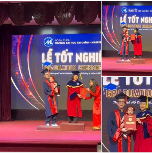 Mới đây, những khoảnh khắc trong ngày lễ tốt nghiệp của một nam sinh bất ngờ trở thành tâm điểm. Bởi lẽ anh chàng này bế luôn con của mình lên cùng nhận bằng.