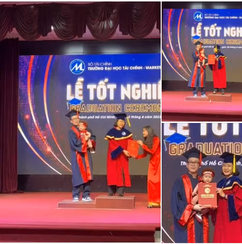Mới đây, những khoảnh khắc trong ngày lễ tốt nghiệp của một nam sinh bất ngờ trở thành tâm điểm. Bởi lẽ anh chàng này bế luôn con của mình lên cùng nhận bằng.