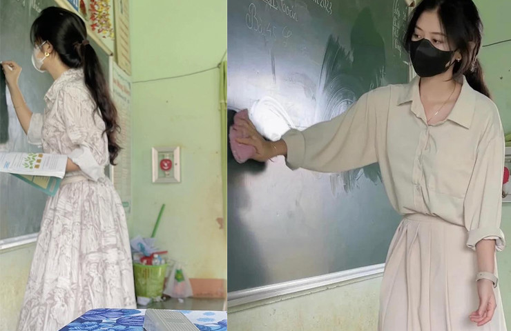 Mỗi lần đi dạy, nữ giáo viên lại xuất hiện với vẻ ngoài ấn tượng, phong cách ăn mặc "biến hoá" đủ kiểu, vừa chỉn chu, tinh tế, vừa hiện đại, học thức.