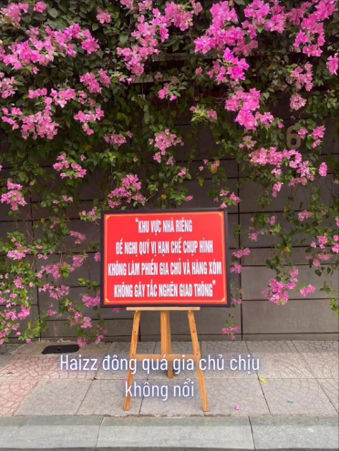 Nguyên nhân biển cấm xuất hiện do khách đến chụp hình với giàn hoa giấy quá đông, nhất là các buổi chiều và ngày giữa tuần, nói chuyện ồn ào và tràn kín con đường, gây ách tắc giao thông.