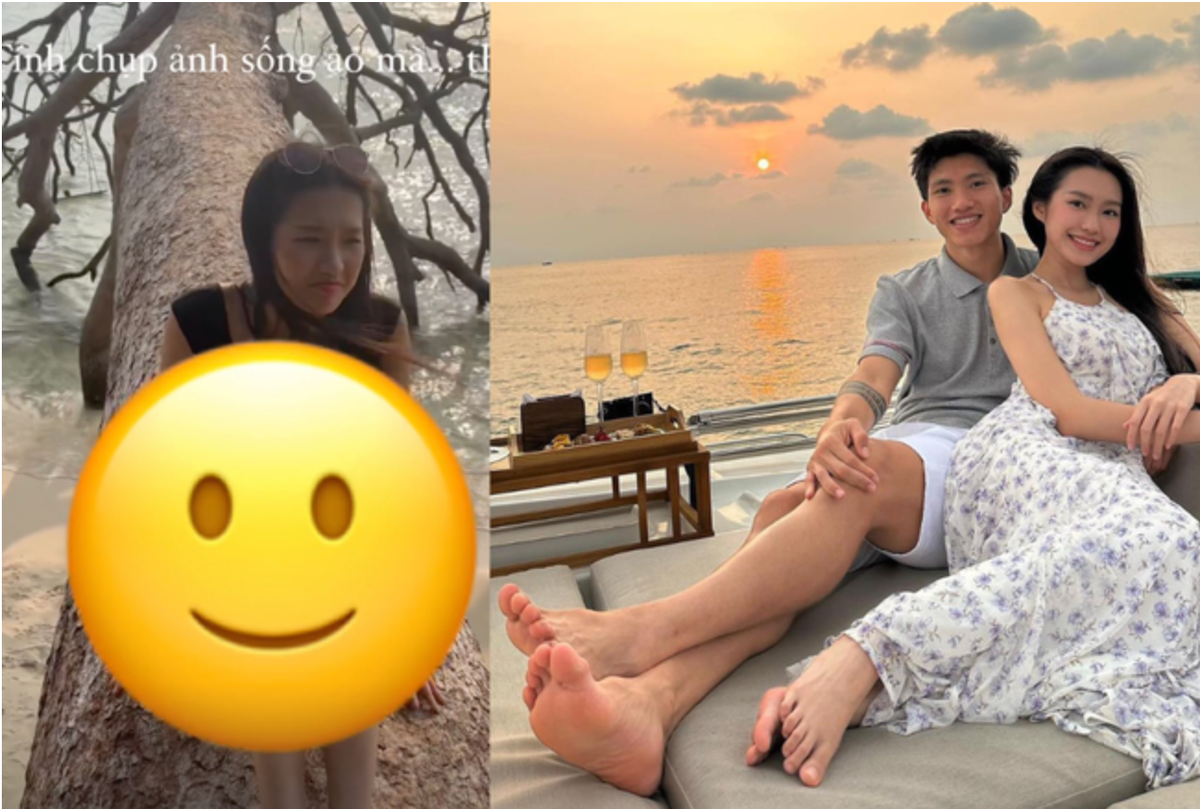 Nhưng khi lên tới nơi, nàng WAG lại rụt rè không dám tạo dáng thoải mái sống ảo như ý định ban đầu. Cô ngồi thu chân trên thân cây với vẻ mặt rón rén, lo lắng.