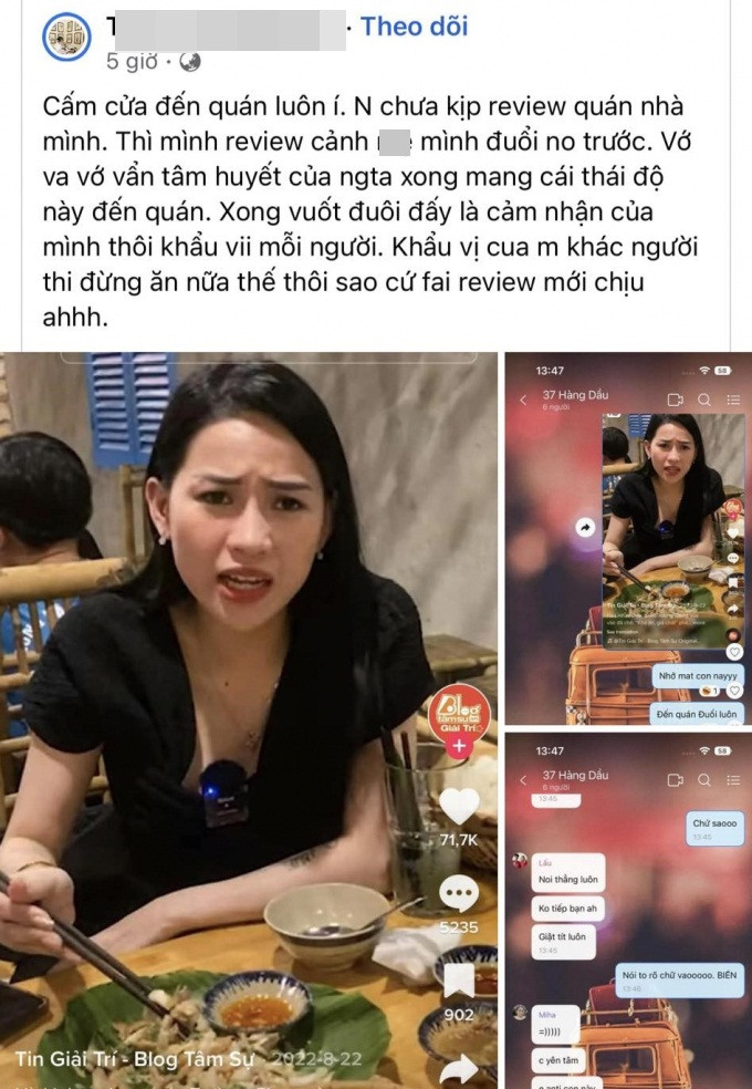 Trên MXH xuất hiện bài đăng của tài khoản có tên T.M.N - chủ một quán ăn tại Hà Nội. Người này quyết định cấm cửa Võ Hà Linh sau khi xem "chiến thần" oanh tạc hàng loạt quán ăn, đặc biệt là ồn ào sau khi thưởng thức quán bún đậu của Trang Khàn.