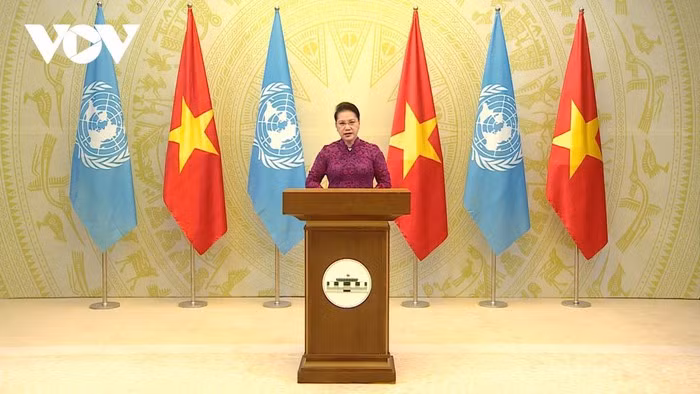 Toan van phat bieu cua Chu tich Quoc hoi tai Hoi nghi cap cao ve Phu nu-Hinh-2