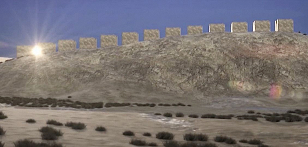 Trong Chankillo, 13 tòa tháp hình chữ nhật cách đều nhau chạy dọc theo chiều dài của sườn núi 300m giống như hình cột sống, tạo ra một đường chân trời nhân tạo. Theo dữ liệu đo đạc, 13 tháp đá ở Chankillo nằm cách nhau từ 4,7m đến 5,1m.