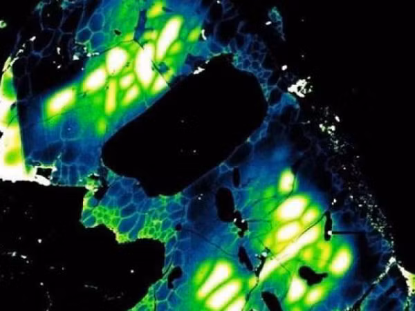 Bản đồ vũ trụ mang hình dạng như một luồng ánh sáng, bên trong chứa một bức tranh về vũ trụ động, với phần lớn các vật thể cách Trái Đất hàng tỉ năm ánh sáng.