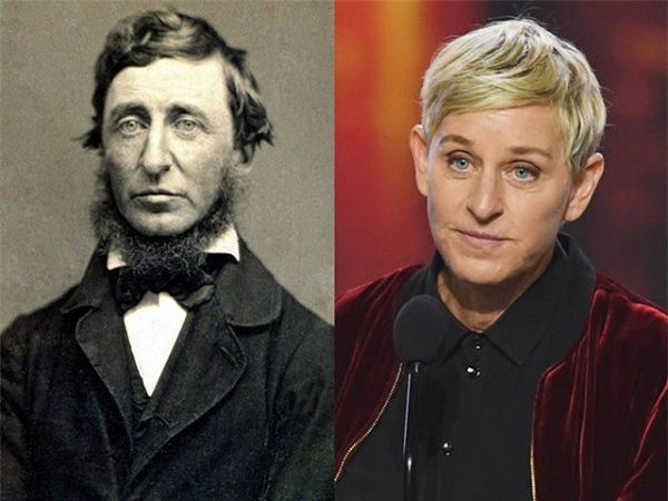 Trong khi đó, người dẫn chương trình kiêm diễn viên hài Ellen DeGeneres, chủ trì chương trình The Ellen Show, được cho là có nhiều nét tương đồng trên gương mặt với thi hào Henry David Thoreau.