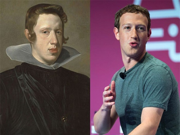 Ông chủ mạng xã hội FacebookMark Zuckerberg từng gây xôn xao khi nhiều người nhận ra anh có nhiều nét tương đồng về ngoại hình với một cựu vương của Tây Ban Nha và Bồ Đào Nha. Đó là vua Philip IV, người trị vị từ năm 1621 đến khi qua đời vào năm 1640.