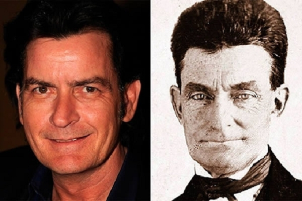 Sự giống nhau kì lạ giữa John Brown, một nhân vật lịch sử từng đấu tranh chống lại chế độ bóc lột nô lệ (ảnh phải) và nam diễn viên Charlie Sheen.