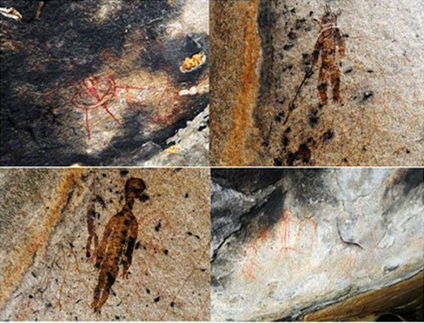 Trong một số bức tranh, nhân vật trông giống người ngoài hành tinh mang theo một số loại vũ khí. Cần lưu ý rằng, những họa tiết này được vẽ cách đây khoảng 10.000 năm, thời kỳ mà du hành không gian chưa tồn tại, ngay cả trong "giấc mơ xa xôi" của con người thời đó.