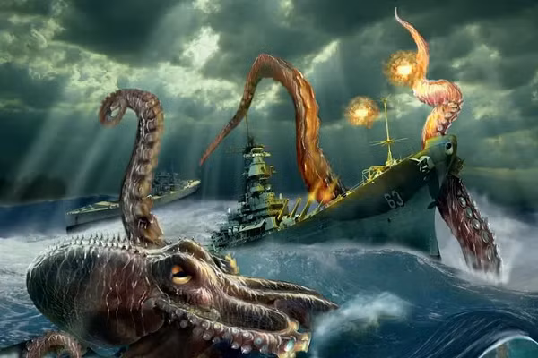 Tác giả người Thụy Điển Jacob Wallenberg đã mô tả Kraken trong tác phẩm năm 1781 có thể bay lên khỏi mặt nước. Khi đạt độ 10 – 12 tuổi, Kraken như một hòn đảo nổi, có thể phun nước từ lỗ mũi đáng sợ của mình và làm cho nước sóng vòng xung quanh hàng km.