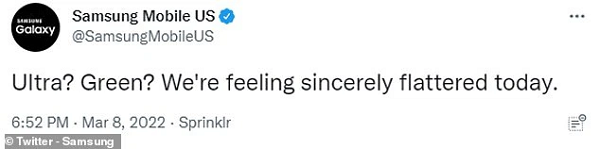 Tuy nhiên, hãng công nghệ Hàn Quốc lại cho rằng, những sản phẩm mới ra của Apple đã lấy cảm hứng của họ. “Ultra? Màu xanh lá? Chúng tôi thực sự cảm thấy rất hãnh diện đấy”, dòng tweet của Samsung.