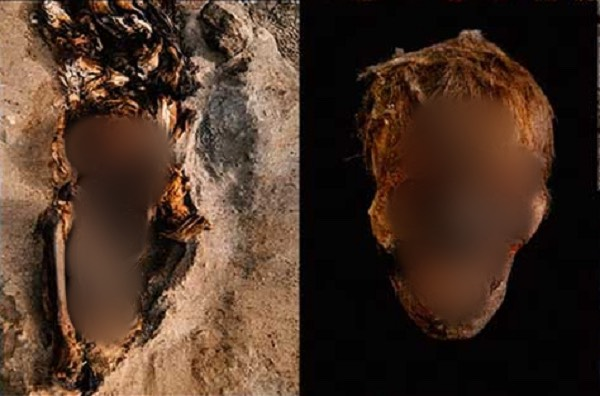 Những đứa trẻ dường như đã bị trói trong những tư thế khác thường - chúng nằm ngửa hoặc nằm nghiêng thay vì ngồi thẳng như thông lệ. Đồ mai táng cũng không có trang sức, gốm và những vật trang nghiêm khác thường thấy trong các ngôi mộ Chimú.