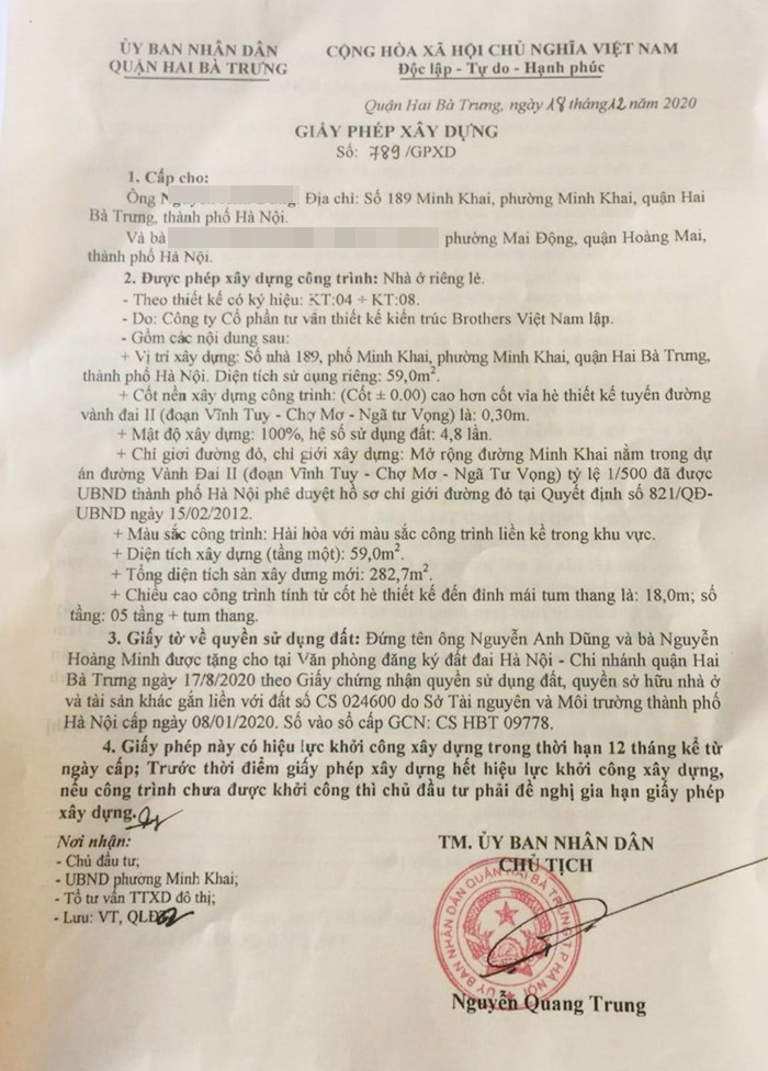 Cong trinh 189 Minh Khai vi pham TTXD “moc” tren duong vanh dai 2-Hinh-2