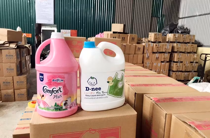 Cty hoa my pham T&T A Chau san xuat hang nghin can nuoc giat gia