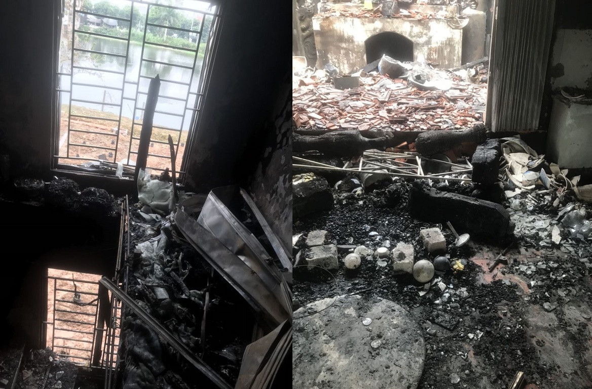 Ngu lai trong nha giup, 2 nguoi chet trong vu chay o Hung Yen