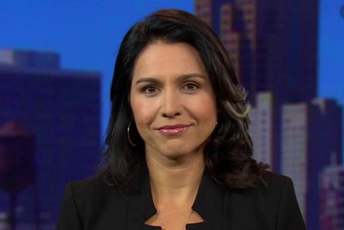 Về đời tư, bà Gabbard kết hôn với người chồng đầu tiên Eduardo Tamayo vào năm 2002, nhưng hai người "đường ai nấy đi" vào năm 2006. Năm 2015, bà Gabbard tái hôn với Abrabham Williams, một biên tập viên và nhà quay phim tự do. Ảnh: MSNBC.