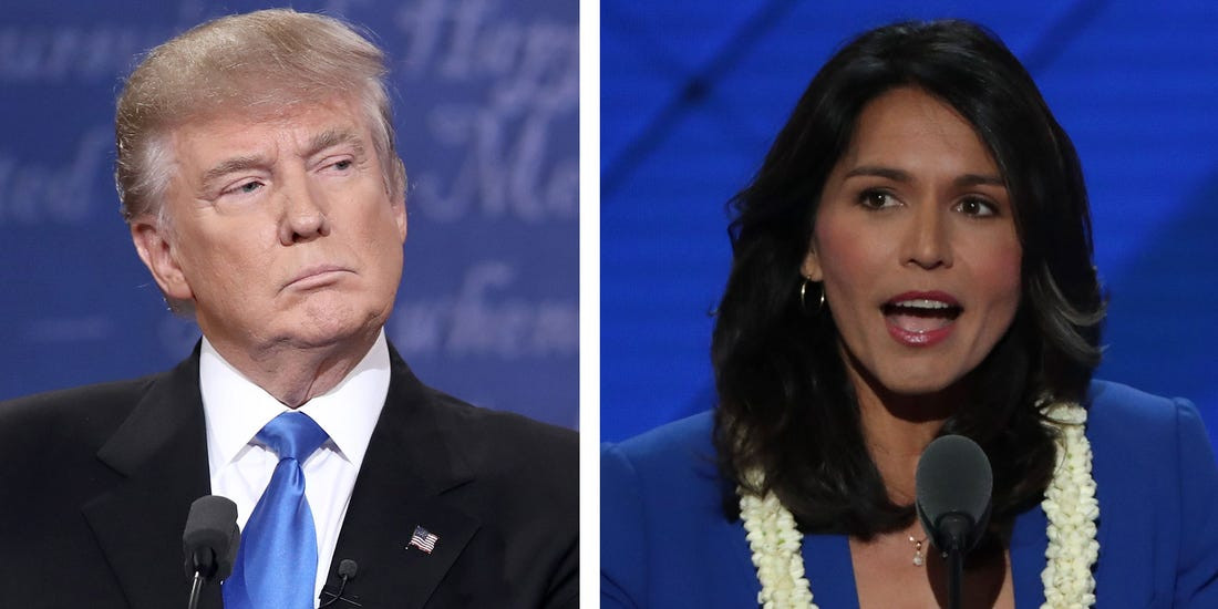 Được biết, bà Tulsi Gabbard hiện là ứng viên Tổng thống Mỹ của Đảng Dân chủ. Hồi tháng 5/2019, nữ nghị sĩ Dân chủ này từng lên tiếng chỉ trích ông Trump vì khiến căng thẳng với Iran leo thang và có thể dẫn đến một cuộc đối đầu quân sự giữa hai nước. Ảnh: BI.