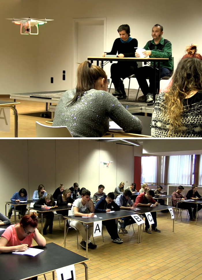 Có những trường còn sử dụng cả máy bay không người lái trong việc coi thi.