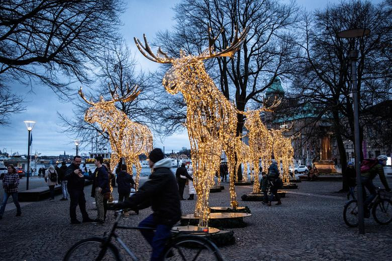 Không khí giáng sinh tại Stockholm, Thụy Điển, hôm 22/12.