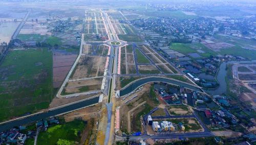 Toàn cảnh dự án đường Kỳ Đồng kéo dài tại Thái Bình theo hình thức BT. Ảnh: TTXVN