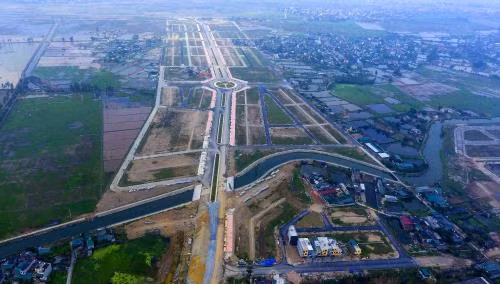 Toàn cảnh dự án đường Kỳ Đồng kéo dài tại Thái Bình theo hình thức BT. Ảnh: TTXVN