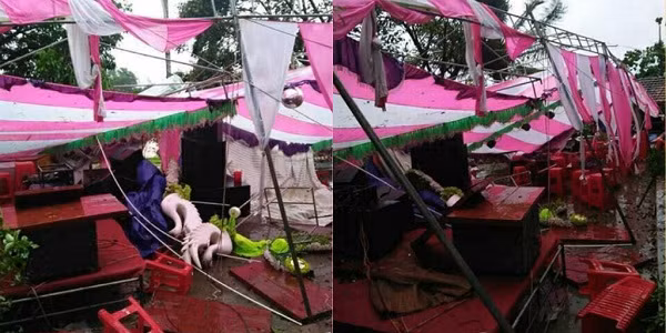 Vua thuong vua buon cuoi truoc canh dam cuoi ngay mua bao