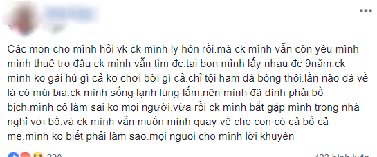 Dòng tâm sự của người vợ này đã khiến 500 chị em dậy sóng.