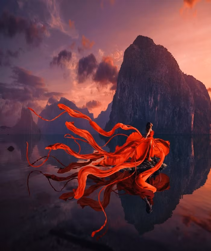 Cô nàng Marry hóa vũ công kiều diễm trong bộ ảnh được thực hiện ở El Nido, Phillipines.