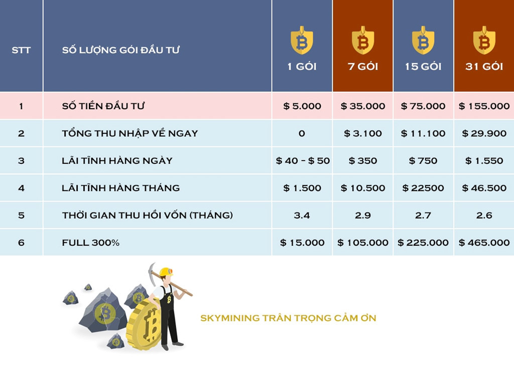 Những con số "quảng cáo" của Sky Mining. Ảnh: Zing.
