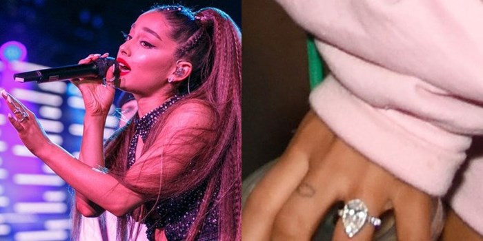 Ca sĩ Ariana Grande được bạn trai cầu hôn với chiếc nhẫn kim cương đắt đỏ. Các nguồn tin thân cận với cặp đôi tiết lộ Davidson đã bỏ ra số tiền 100.000 USD (khoảng 2,2 tỷ đồng) để đặt làm một chiếc nhẫn kim cương 3,03 carat tặng cho giọng ca "No tears left to cry".