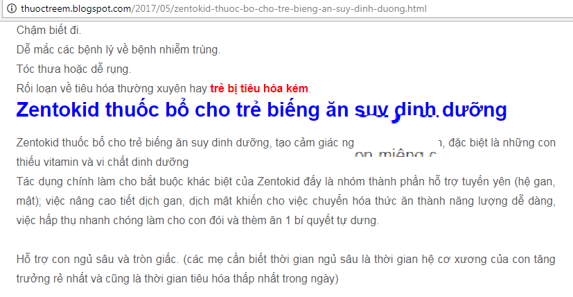 Những công dụng của Zentokid trên website thuoctreem.blogspot.com
