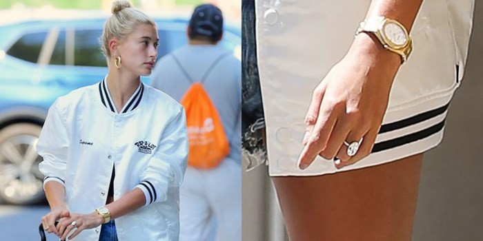 Hôn thê của Justin Bieber, Hailey Baldwin sở hữu chiếc nhẫn đính hôn kim cương hình bầu dục. Viên đá kim cương của Hailey có kích cỡ khoảng 6 carat với độ tinh khiết VS tương đối tốt. Giá trị của viên kim cương này rơi vào khoảng 400.000 USD, tương đương với 9 tỷ VNĐ.