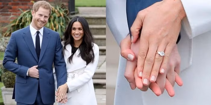 Chiếc nhẫn đính hôn mà Hoàng tử Anh Harry trao cho diễn viên Mỹ Meghan Markle được đính ở giữa một viên kim cương to đến từ vùng Botswana cùng hai viên kim cương khác được lấy từ bộ sưu tập đá quý của riêng công nương Diana. Chính hoàng tử Harry là người thiết kế nhẫn đính hôn này.