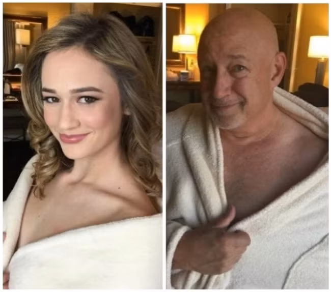 Một người đàn ông khác lại có cô con gái là người mẫu, ông đã tạo dáng bắt chước những bức ảnh cực hot của cô... Ảnh: Brightside.