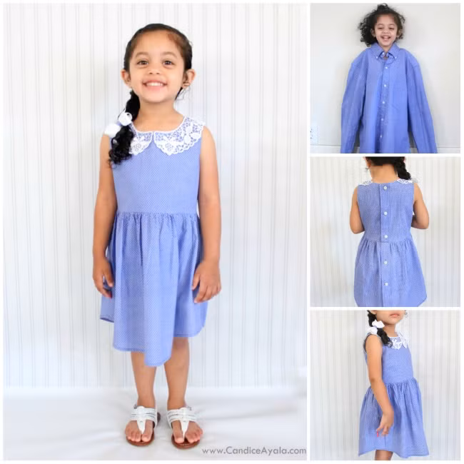 Đảm bảo sẽ không ai nhận ra rằng đây là một chiếc áo sơ-mi rộng thùng thình của bố mẹ bé đã được chế lại. Ảnh: Brightside.