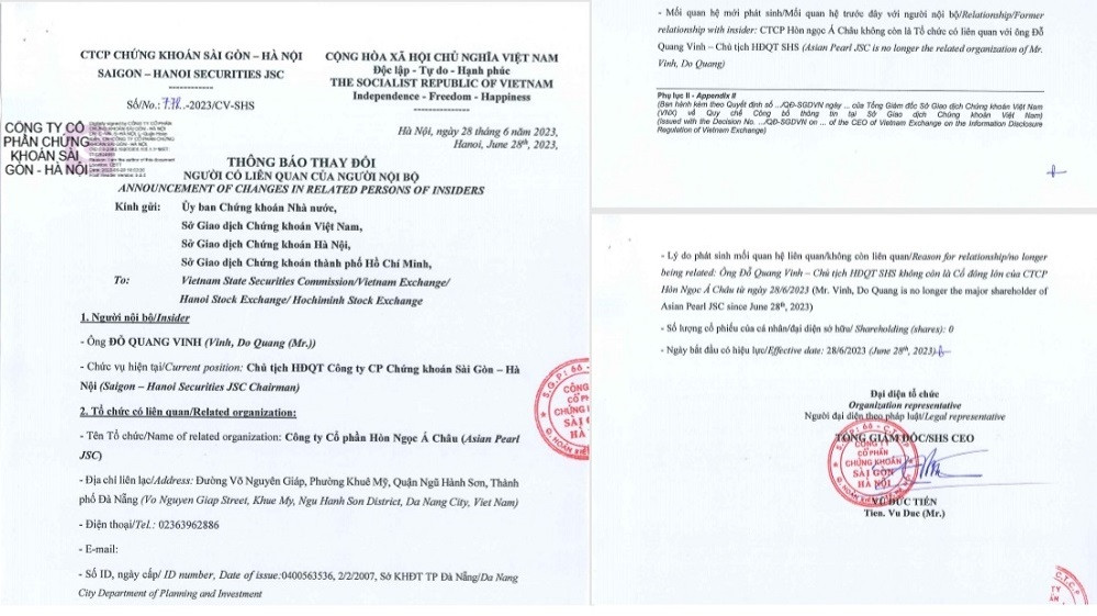 SHS cua Chu tich Do Quang Vinh thoai toan bo von o Hon Ngoc A Chau