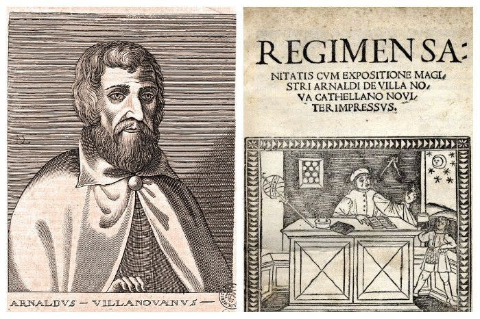 Arnaud de Villeneuve (1240-1311), bác sĩ và thần học gia vào thời điểm đó đã viết công thức chế biến thức uống này trong tác phẩm Tractatus de Modo và trong Regiment de Sanitat của mình. Ảnh: Hitorise The France