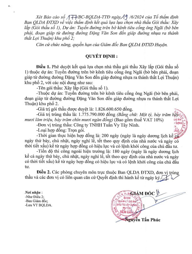 3 gói thầu của phòng KT&HT Bến Cầu có về tay Tuấn Vy Tây Ninh? - Hình 3 3 goi thau cua phong KT&HT Ben Cau co ve tay Tuan Vy Tay Ninh?-Hinh-3