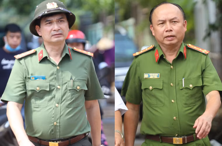 Vụ trọng án đầy bí ẩn đang gây rúng động dư luận. Ban giám đốc Công an tỉnh Bình Dương do Đại tá Trịnh Ngọc Quyên, Giám đốc Công an tỉnh (người bê trái) và Đại tá Trần Văn Chính, Phó Giám đốc Công an tỉnh, Thủ trưởng Cơ quan Cảnh sát điều tra (người bên phải) trực tiếp chỉ đạo công tác điều tra tại hiện trường.