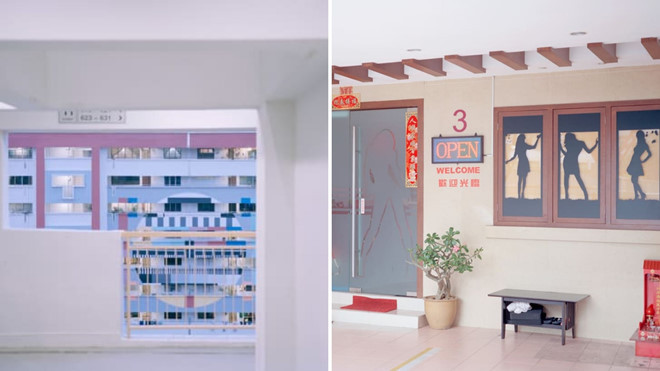 Nỗi bất an này được thể hiện rõ nét ở Gaylang, khu phố đèn đỏ khét tiếng với những nhà thổ sáng đèn neon, nằm giữa các nhà hàng hải sản và đền thờ Phật giáo. Thường lui tới Geylang để chụp ảnh, Nguan coi đây như "pháo đài phóng túng cuối cùng ở Singapore". Đến nay, những khu vực này vẫn giữ được dấu tích của quá khứ dưới dạng các cửa hiệu theo phong cách từ thời thuộc địa, vốn phổ biến trên khắp Đông Nam Á.