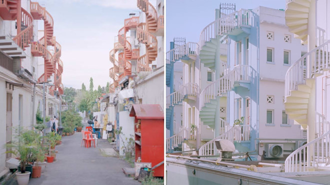 Nhiếp ảnh gia cho biết từ nhỏ, anh đã bị "ám ảnh" bởi những cầu thang xoắn ốc phía sau các tòa nhà. Lúc đầu, những cầu thang với gam màu thanh nhã này được xây dựng với mục đích phục vụ người dân vứt rác vào ban đêm. Chúng thường xuyên xuất hiện trong các bức ảnh của Nguan, nổi bật là hình ảnh một dãy cầu thang xoắn ốc với màu sắc khác nhau nằm phía sau các tòa nhà. Tuy nhiên, sự tồn tại của những công trình này có thể bị đe dọa trong tương lai. Công tác bảo tồn không được thực hiện đúng mức và những cầu thang này có thể bị phá hủy khi trở thành đất công vào đầu năm nay.