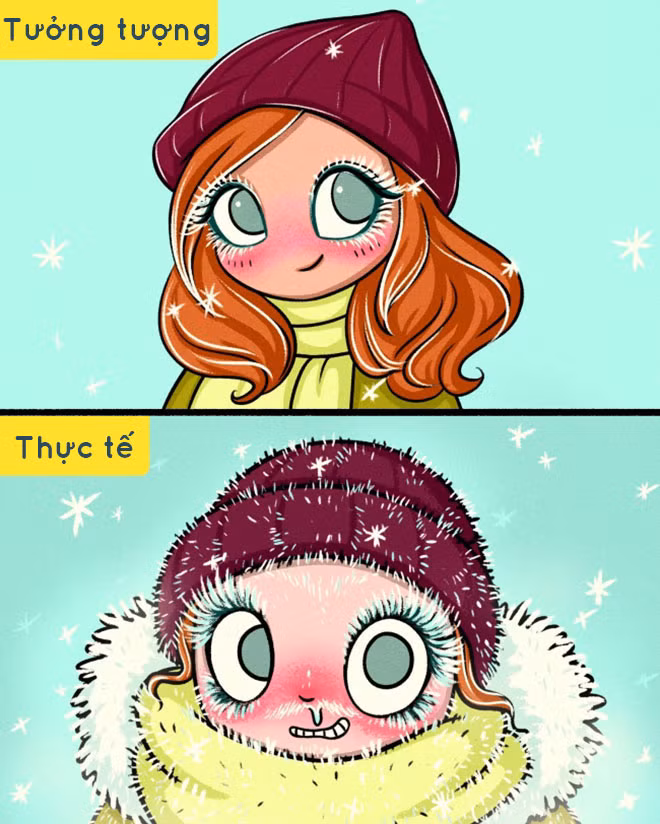 Sự trái ngược phũ phàng giữa tưởng tượng và thực tế.