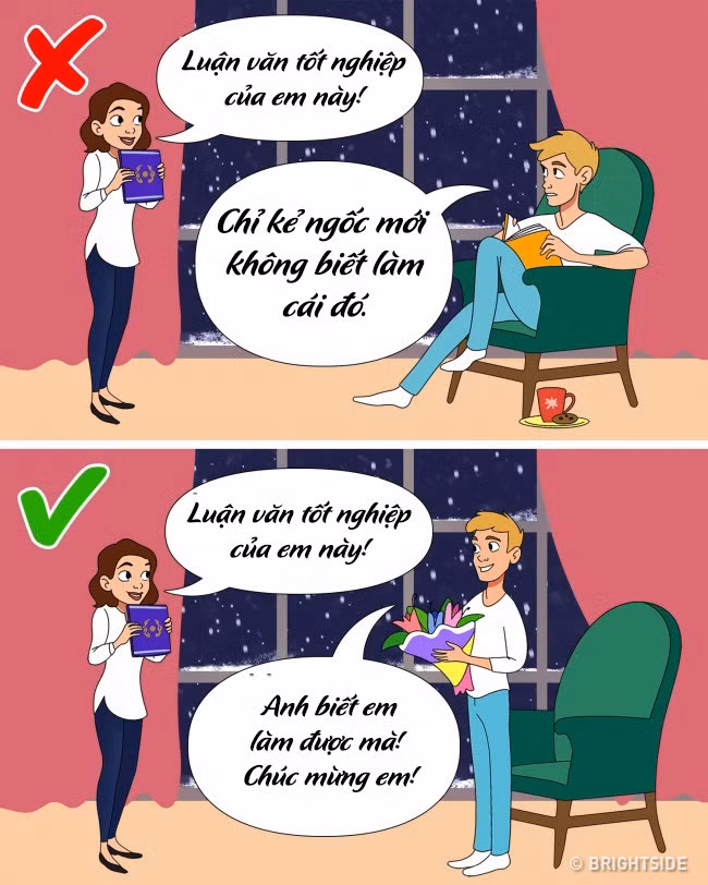  9. Chia sẻ những dấu mốc: Không có gì tồi tệ hơn việc chung sống với người không trân trọng thành tựu của bạn. Những cặp đôi hạnh phúc luôn cảm thấy tự hào về "đối phương" và không ngừng truyền cảm hứng giúp họ đạt được những mục tiêu mới.