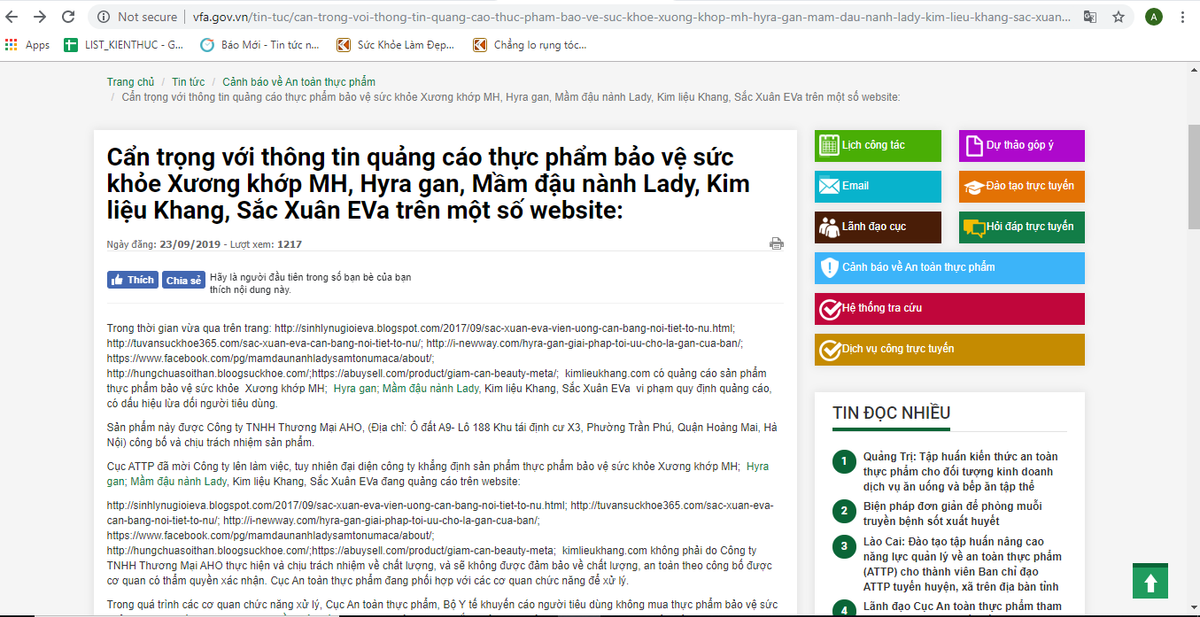 Hang loat san pham TPCN cua Cty AHO bi canh bao?