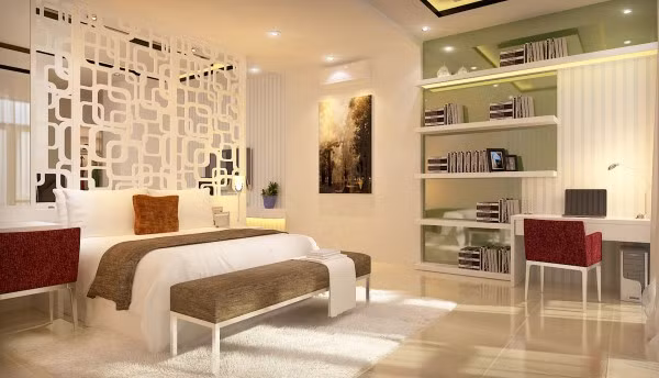 Theo anh Nguyễn Thái (Kiến trúc sư): "Thông thường vách ngăn hoa văn được khắc trên gỗ MDF, HDF vì ưu điểm giá thành rẻ, thi công nhanh chóng và dễ dàng sơn màu theo sở thích của gia chủ".