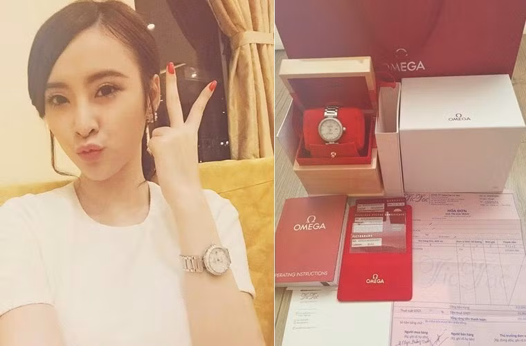 Angela Phương Trinh cũng từng gây xôn xao dư luận khi cô đăng tải hình ảnh trên trang cá nhân, khoe chiếc đồng hồ hàng hiệu trị giá gần 400 triệu đồng cùng hóa đơn mua hàng. Theo lời chia sẻ thì cô "tự thưởng" cho mình sau hơn hai tháng làm việc miệt mài, vất vả. Tuy nhiên, nhiều ý kiến cho rằng cô đang tiêu xài khá hoang phí.